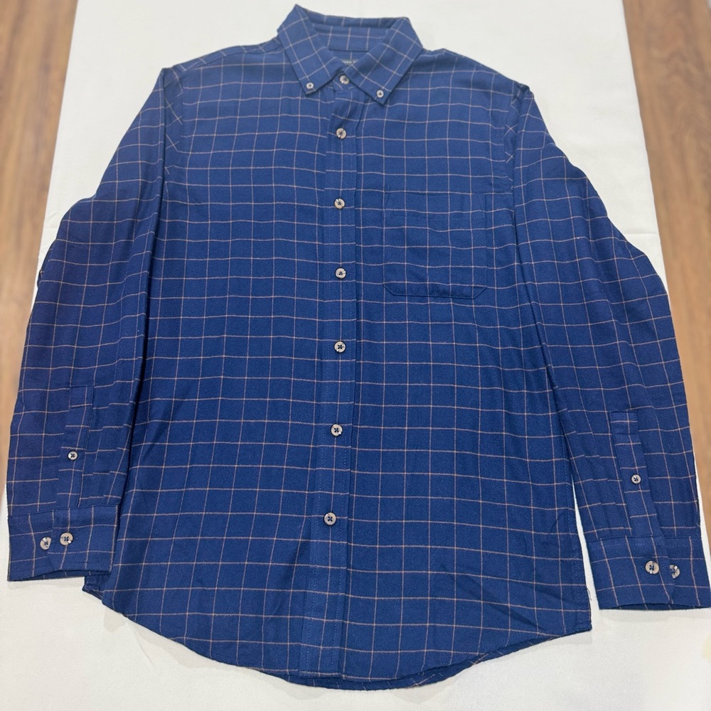 Christian Lacroix Navy and Tan Flannel‎ Shirt